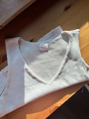 Anine Bing Cream Knit V-Neck Tank